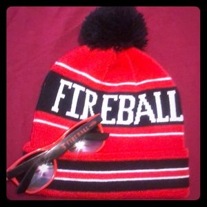 Fireball liquors beanie and sunglasses